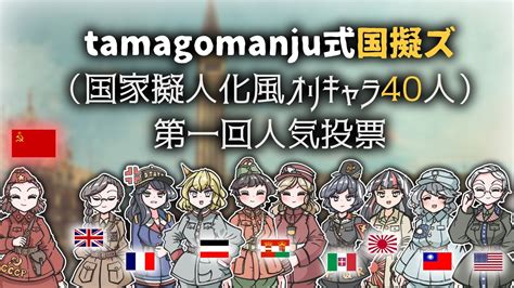 【国家擬人化風オリキャラ】tamagomanju式国擬ズ第一回人気投票結果発表 Youtube