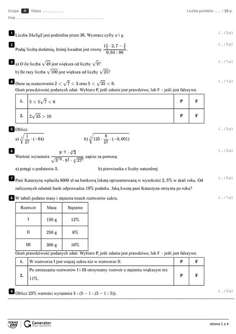 Liczby Rzeczywiste P Rozsz Grupa A Klasa