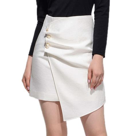 Buy Asymmetrical Skirts Midi For Women High Waist Wrap Front Pearl