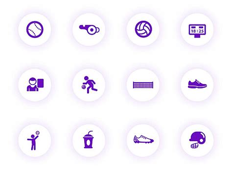 Football Purple Color Vector Icons Championship Pictogram Competition