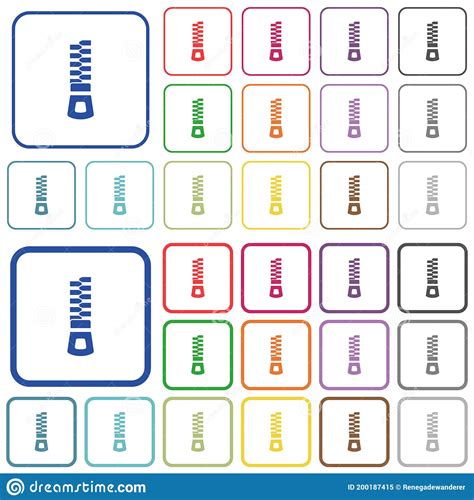 Verticale Ritssluiting Voor Platte Kleurenpictogrammen Vector