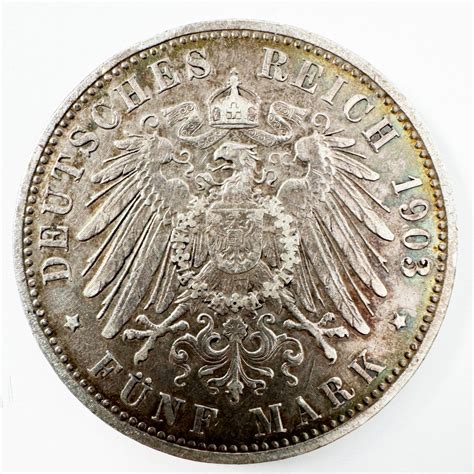 Germany Bavaria Germany Empire Otto 1886 1913 5 Mark 1903 D