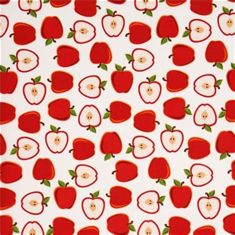 White Apple Fruit Fabric by Robert Kaufman