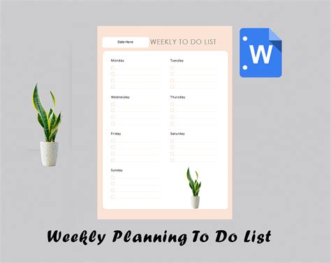 Weekly Planning To Do List Template Eloquens