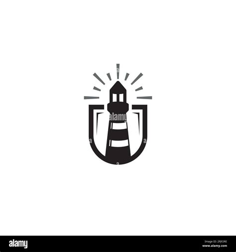 Lighthouse And Shield Logo Or Icon Design Stock Vector Image And Art Alamy