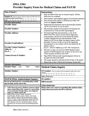 Fillable Online Provider Inquiry Form For Medical Claims And PA UM Fax