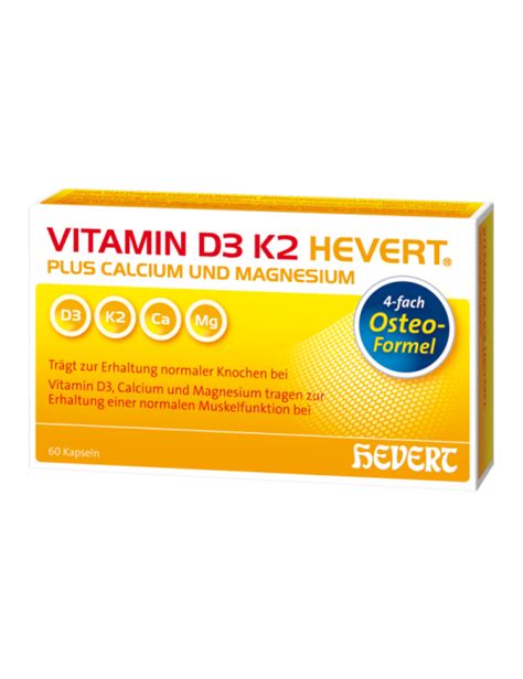 Vitamin D3 K2 Hevert Plus Calcium Et Magnésium 2000 60 Caps