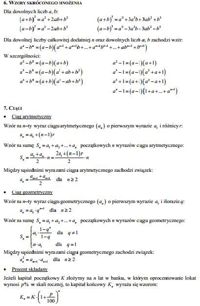 Okruchy Matematyki Wybrane Wzory Matematyczne Przydatne Na Maturze