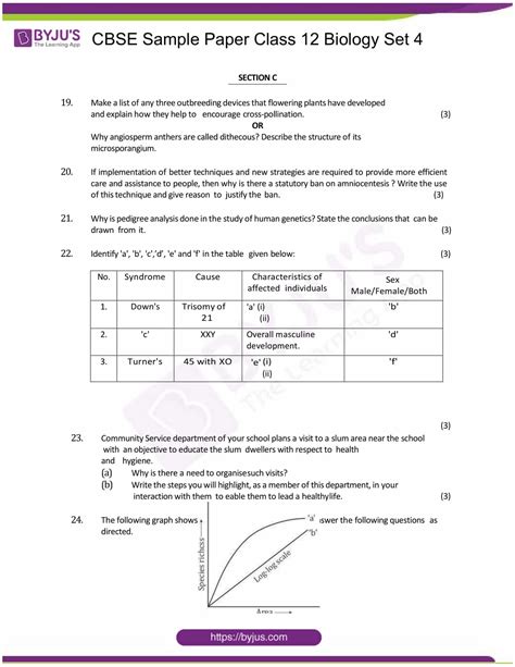 Cbse Class 12 Biology Sample Paper Set 4 Download Pdf