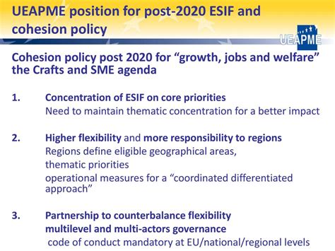 ESF Committee 06 October 2017 UEAPME Position For Post 2020 ESIF And