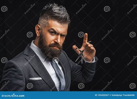 Barbershop Concept Mature Hipster With Beard Bearded Man In Formal