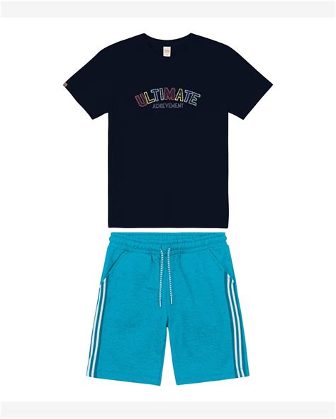 Riachuelo Conjunto Infantil Camiseta Bermuda Trick Nick Azul