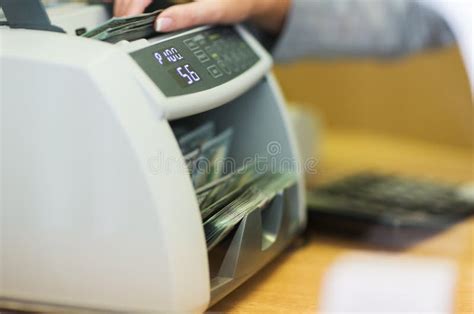 Dollars In Electronic Money Counter At Bank Office Stock Image Image