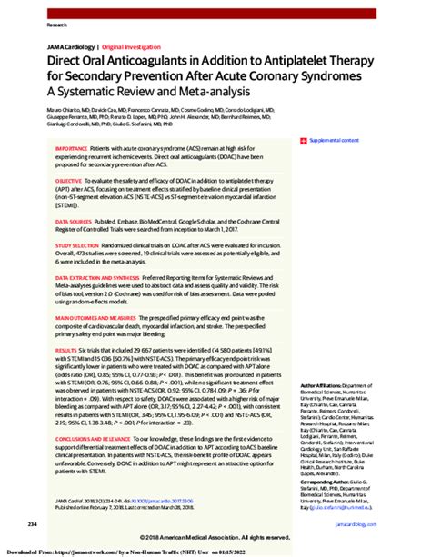 Pdf Direct Oral Anticoagulants In Addition To Antiplatelet Therapy