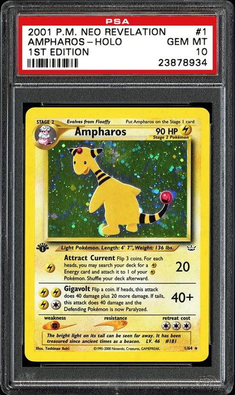 2001 Nintendo Pokemon Neo Revelation 1st Edition Ampharos Holo Psa