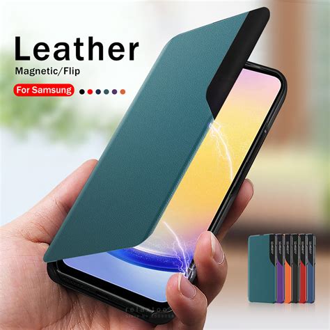 Luxo Smart Side View Capa De Couro Para Samsung Galaxy M55 M34 A54 A34