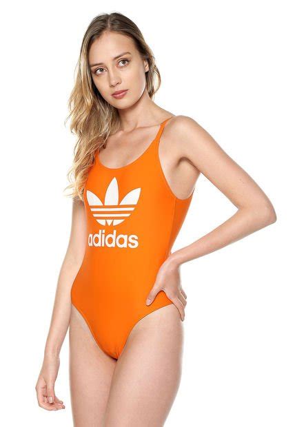 Vestido De Baño Naranja Blanco Adidas Originals Trefoil Swim Compra