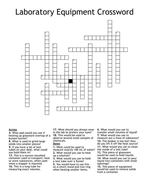 Laboratory Equipment Crossword Puzzle