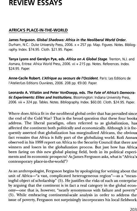 Africas Place In The World African Studies Review Cambridge Core