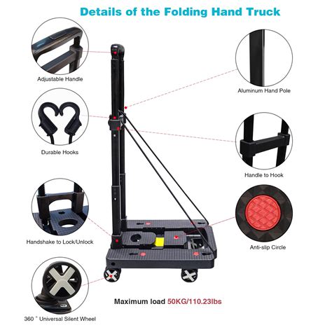 Monyus Portable Folding Hand Truck 110 Lbs Heavy Duty Luggage Cart