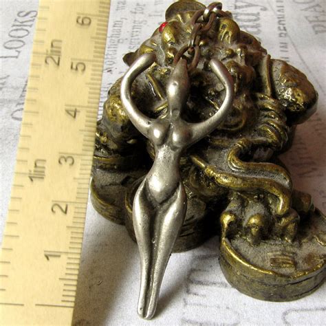 Vintage KEYCHAIN Naked Lady Fertility Style Woman Figurine BUN