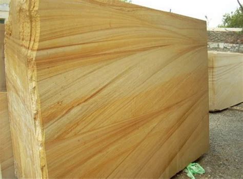 Unpolished Yellow Teak Wood Sandstone For Flooring Thickness 30 Mm