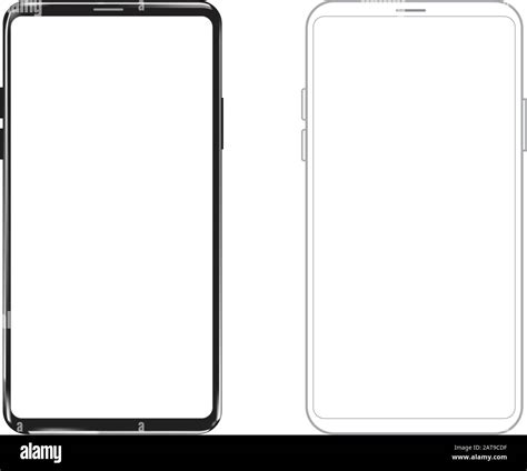 black phone and outline with isolated on white background Stock Vector ...