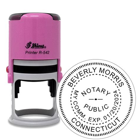 Round Pink Connecticut Notary Stamp All State Notary