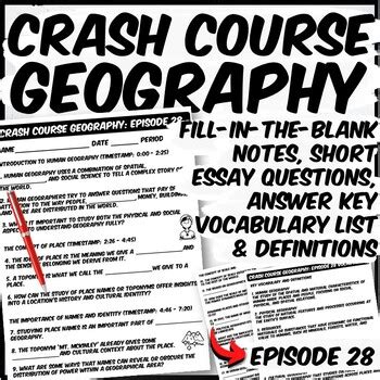 Crash Course Geography Episode 28 What Is Human Geography TPT