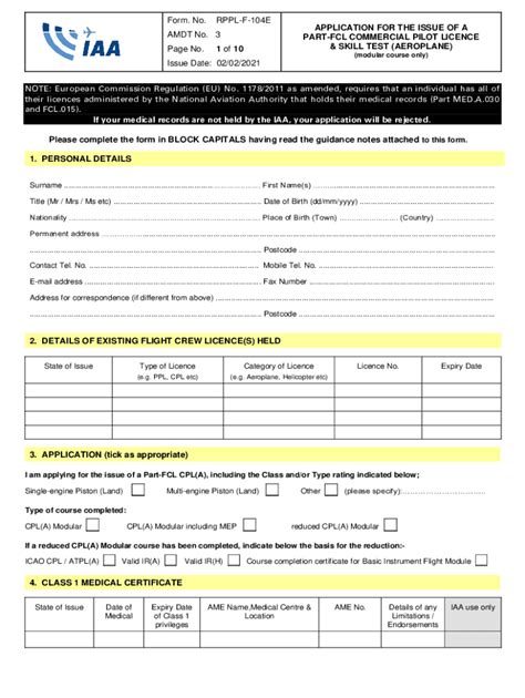 Fillable Online Application And Skill Test For The Issue Of A Part Fcl