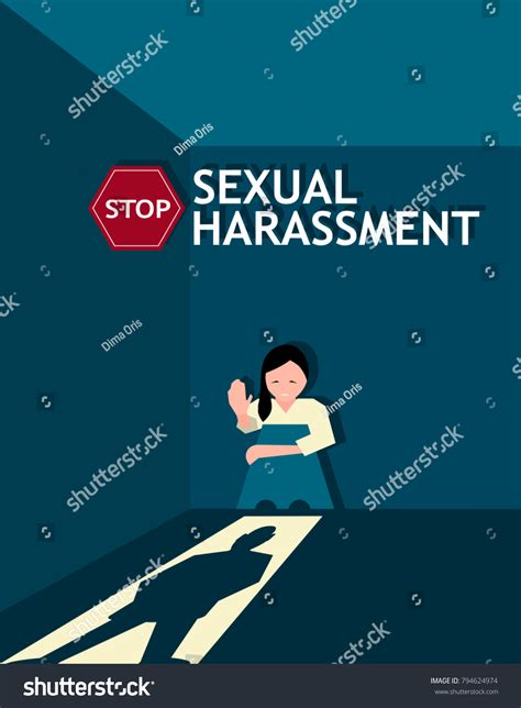 Sexual Harassment Poster Sad Young Girl Stock Vector Royalty Free