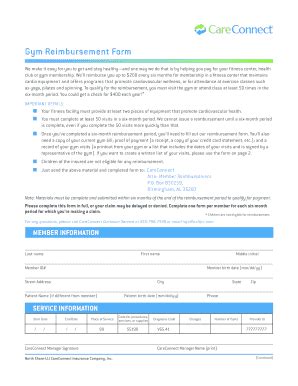 Fillable Online Gym Reimbursement Form Careconnect Fax Email Print