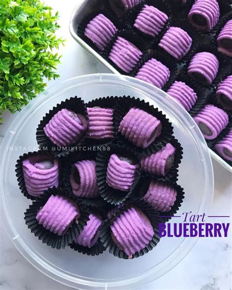 Buat Kuih Tart Warna Ungu Inti Blueberry Baru Kuih Raya Nampak