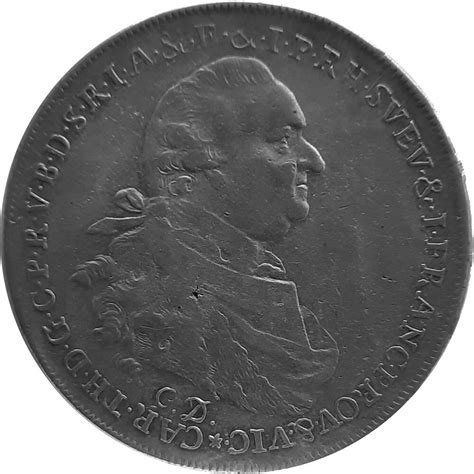 KM 593 Bayern 1 Konventionstaler 1790 Kurfürst Karl II Theodor 177