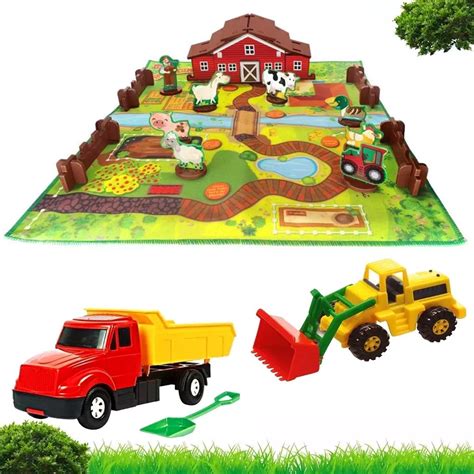 Kit Caminhao Trator Pa Carregadeira Fazenda Brinquedo Infantil Presente