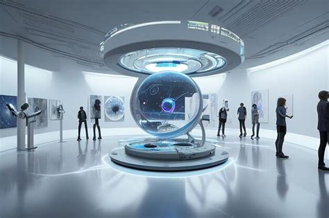 Premium AI Image | Futuristic Quantum Space Art Gallery Lab