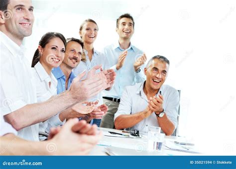 Business People Clapping in a Meeting Stock Photo - Image of real ...