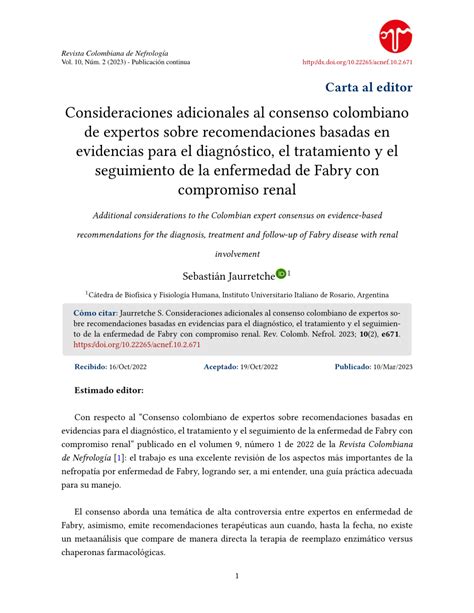 Pdf Consideraciones Adicionales Al Consenso Colombiano De Expertos