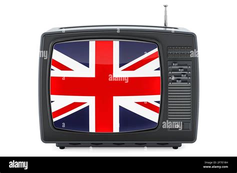 British Television Concept Tv Set With Flag Of Great Britain 3d