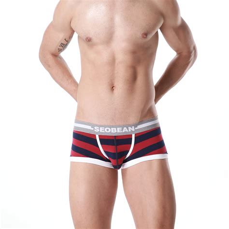 Hot Brand SEOBEAN New Arrived Male Gay Boxers Men Striped Cotton