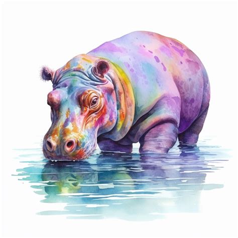 Premium AI Image | A watercolor painting of a hippo in a watercolor style.