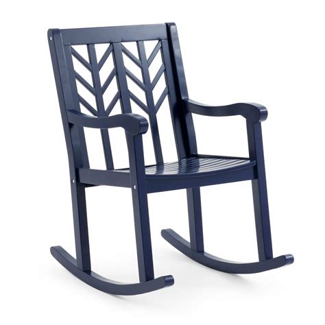 Outdoor Rocking Chair Navy Blue Modern Geometric Back Wooden Porch