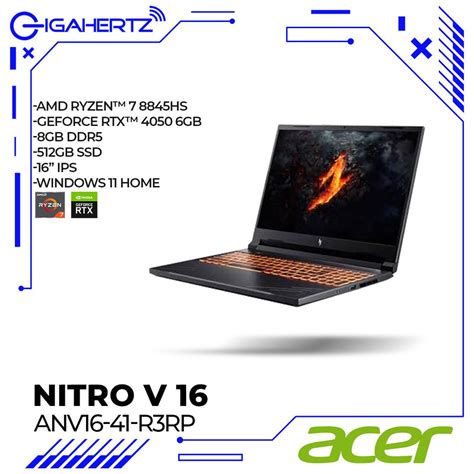 Acer Nitro V 16 Anv16 41 R3rp Gaming Laptop Gigahertz