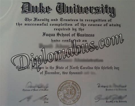 Duke University Degree Certificate From Bachelor Of Science Diplomabus Diplomabus