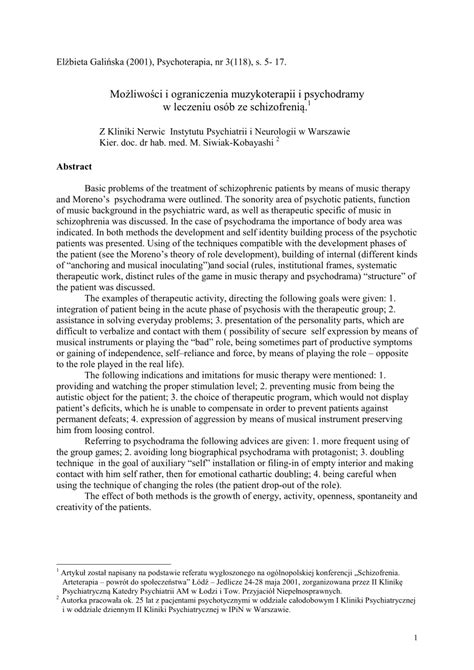 Pdf Perspective And Limits Of Music Therapy And Psychodrama Therapy