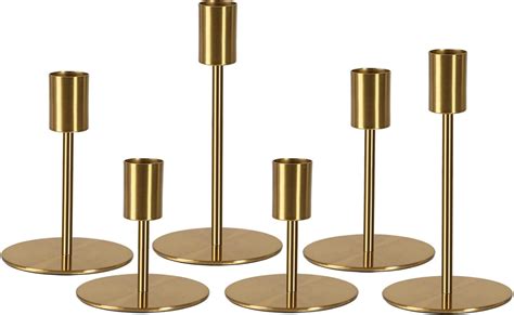 Brass Taper Candle Holders Set Of 6 Antique Brass Finish Candlestick Holder