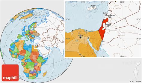 Political Location Map Of Israel Highlighted Continent