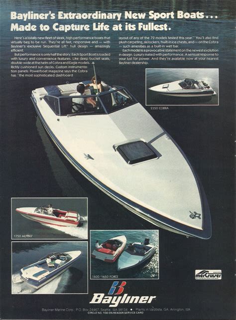 1981 Bayliner Marine Corp Color Ad Cobra Mutiny Eagle Force