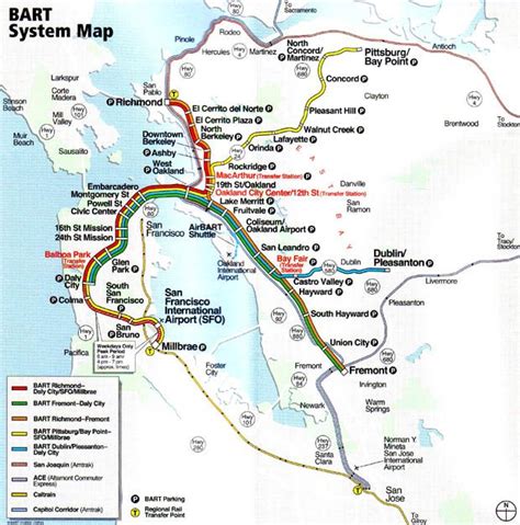 BART System Map, San Francisco, CA, USA | Travel>SanFranciscoCAUSA. L…