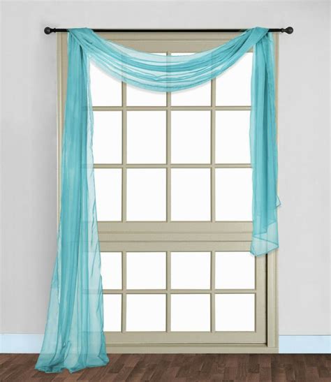 1 Pc Solid Turquoise Scarf Valance Soft Sheer Voile Window Panel Curtain 216 Long Topper Swag